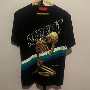 Black Graphic Tee with Skeleton Design